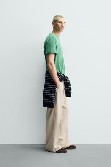 RELAXED FIT VISCOSE - LINEN TROUSERS - Light beige by Zara - Image 3