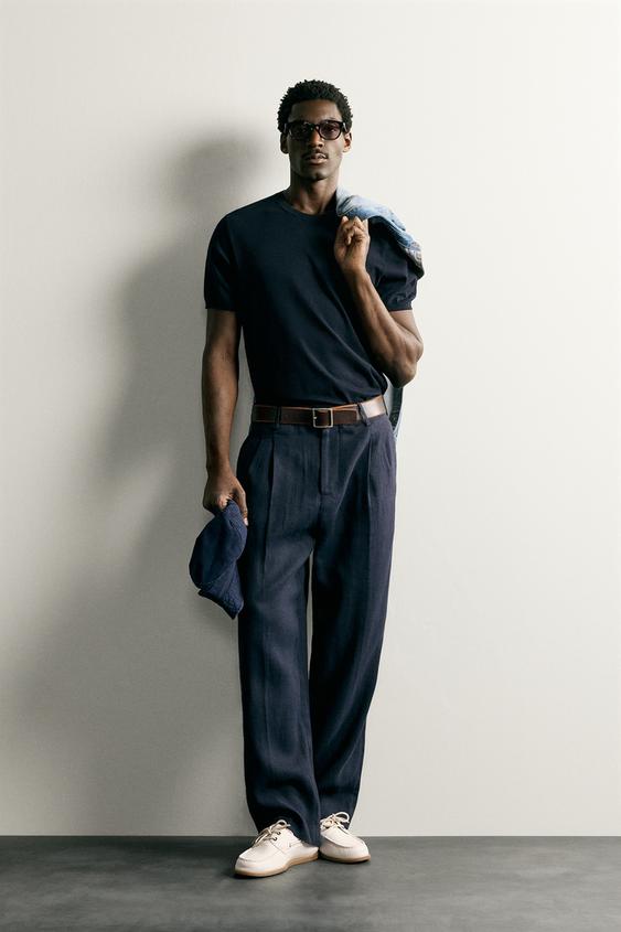 CAMISETA PUNTO REGULAR FIT BÁSICO - Marino oscuro de Zara - Imagen 0