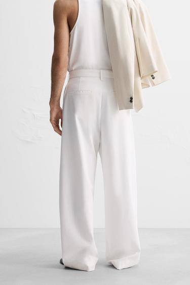 LYOCELL - COTTON TROUSERS WITH BELT - White by Zara - Image 2