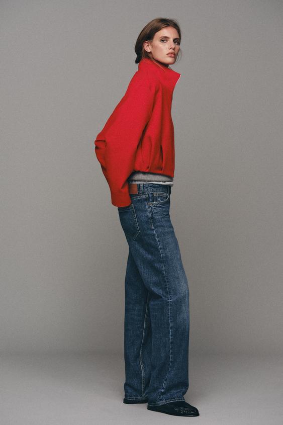 HIGH COLLAR BOMBER JACKET - Red by Zara - Image 4