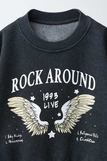 Zara ROCK PRINT SWEATSHIRT - Black