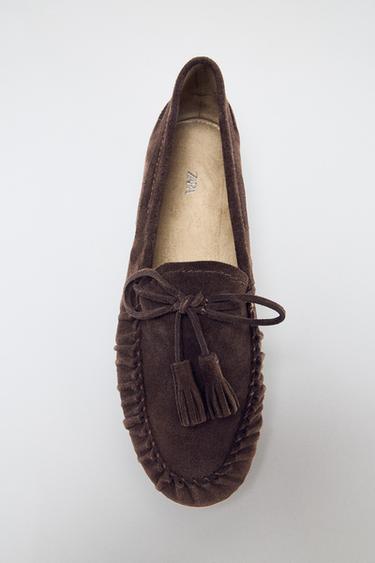 MOCASSIM DE CAMURÇA COM TASSEL - Marrom-chocolate da Zara
