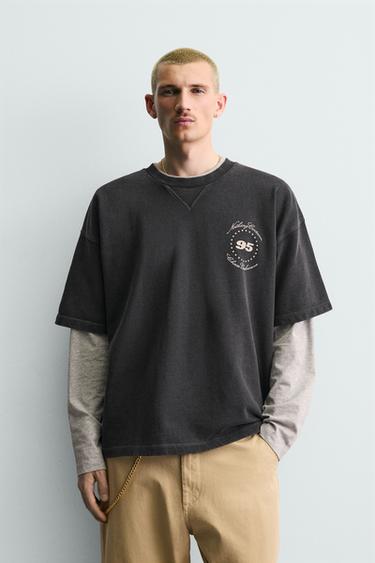 SUDADERA LAVADA GRÁFICO CABALLOS - Gris antracita de Zara
