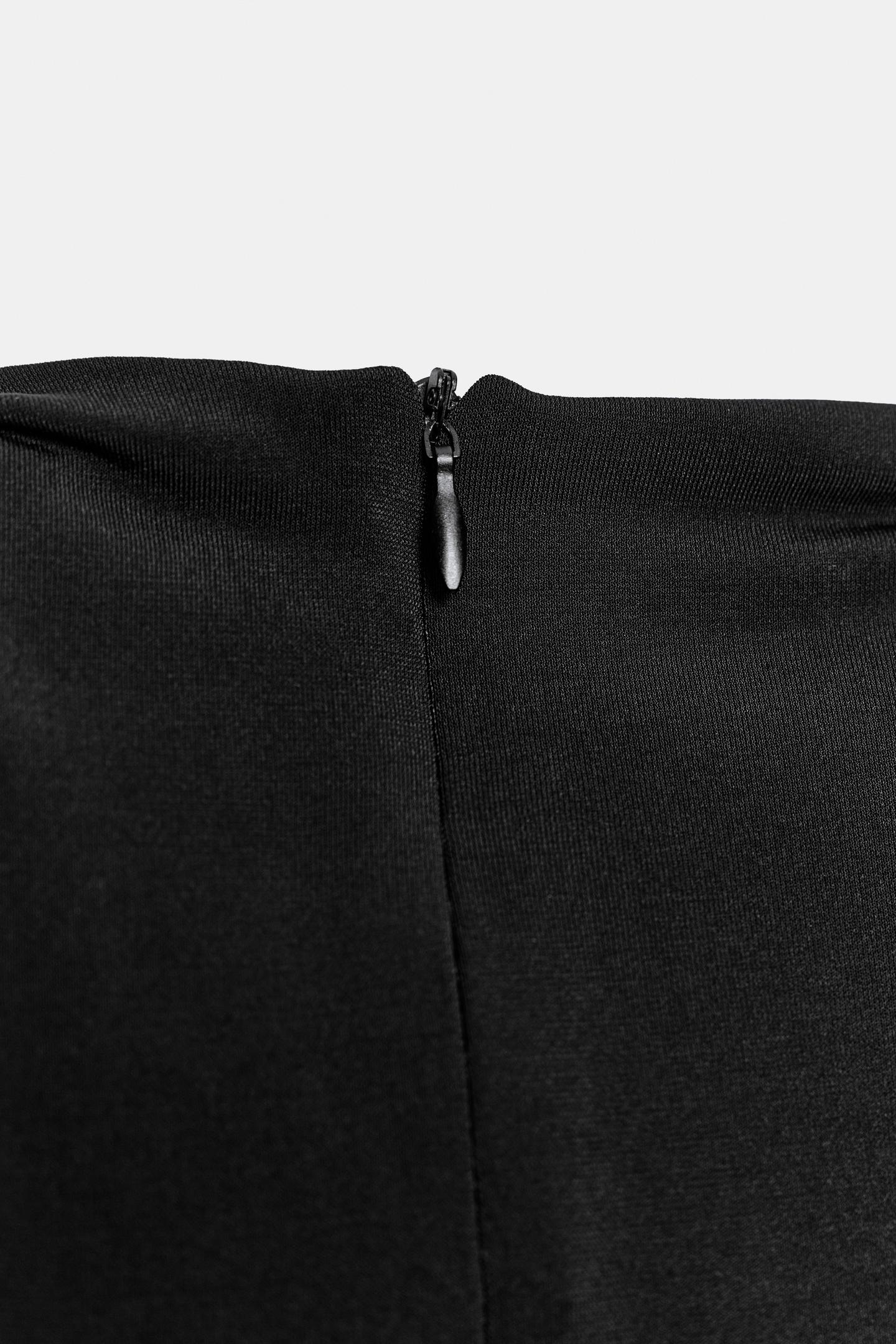 Женское платье Zara Pleated Mini Dress with Shoulder Pads, цвет: Чёрный — фото 7