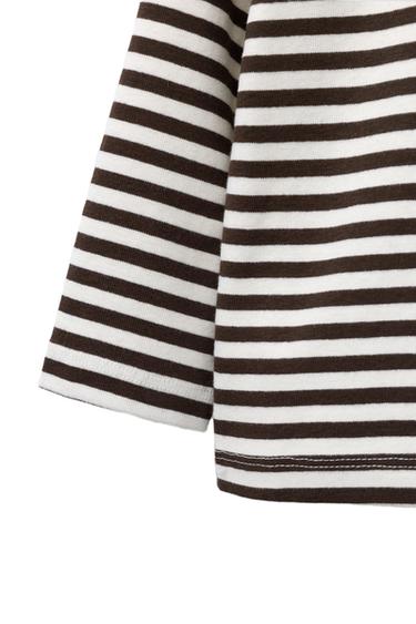 STRIPED EMBROIDERED T-SHIRT - Brown by Zara