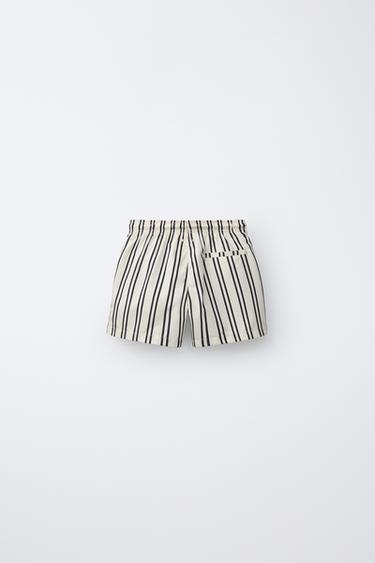 2-6 YEARS / STRIPED SWIM SHORTS - Ecru / Black by Zara - Image 1
