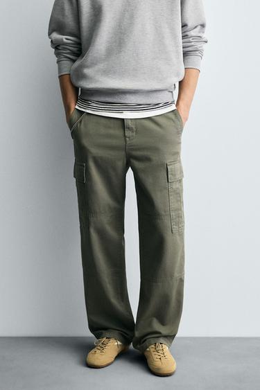 STRAIGHT-LEG CARGO TROUSERS - Light green by Zara