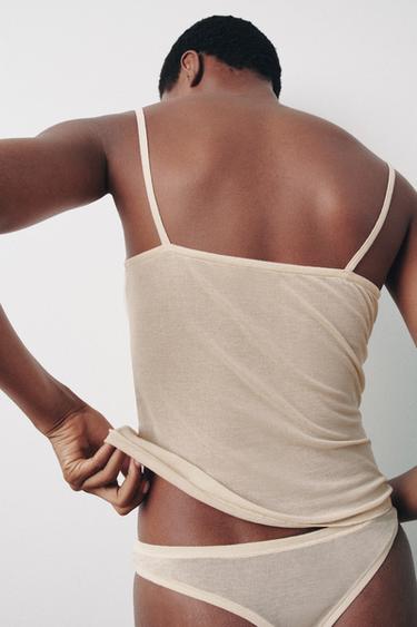 Zara SOFT STRAP TOP - Pale pink