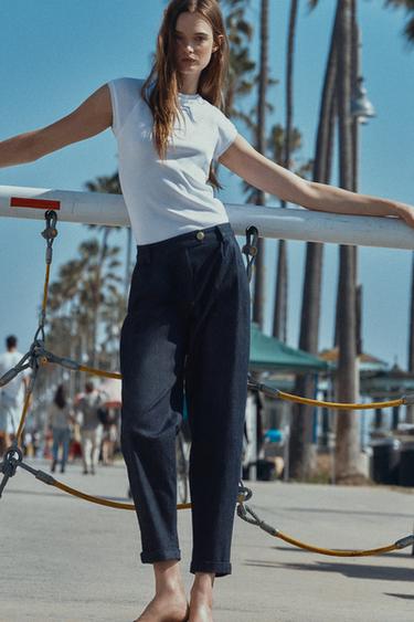 PANTALÓN CHINO BAJO VUELTA - Índigo de Zara