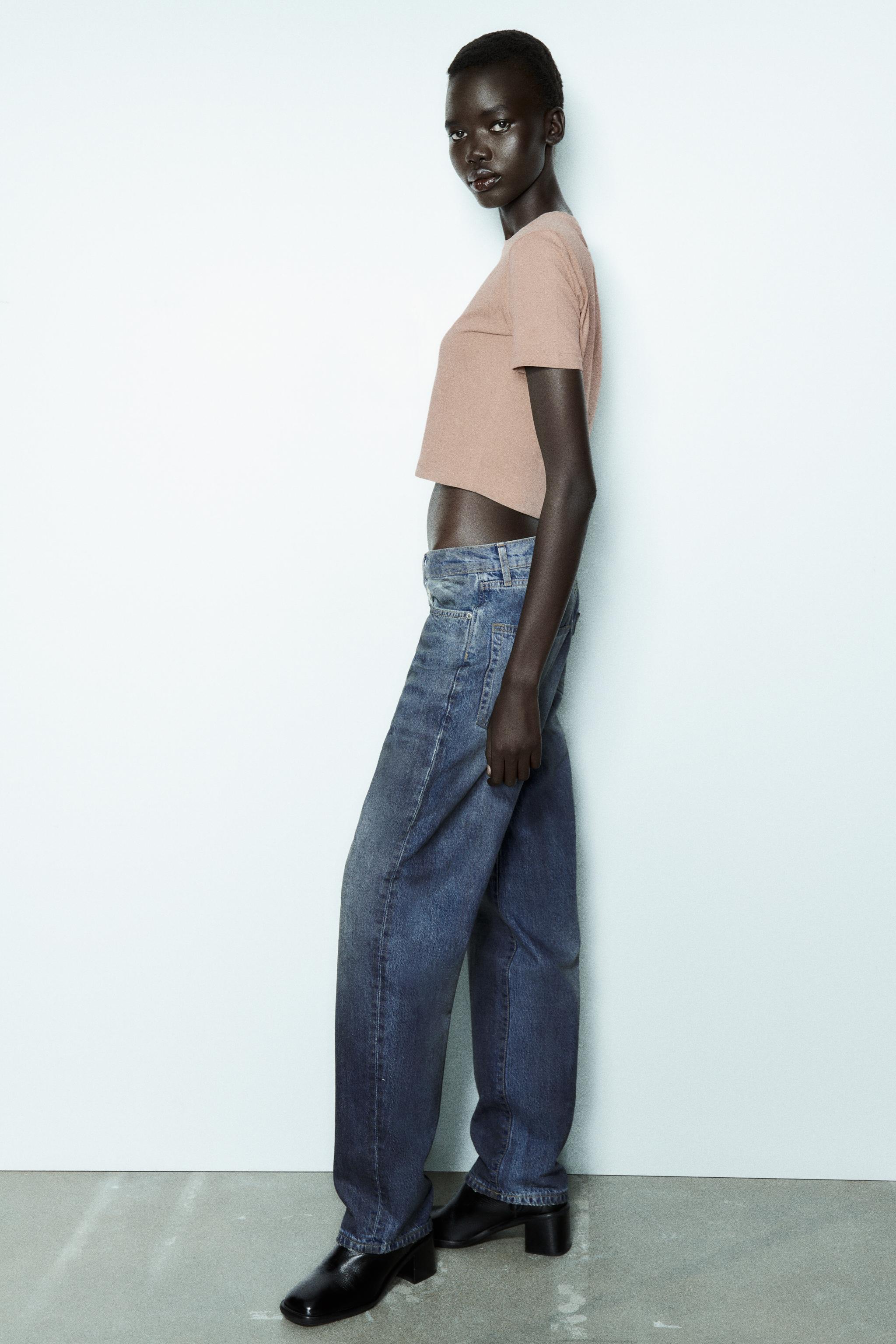 Cropped t shirt met plooien online zara