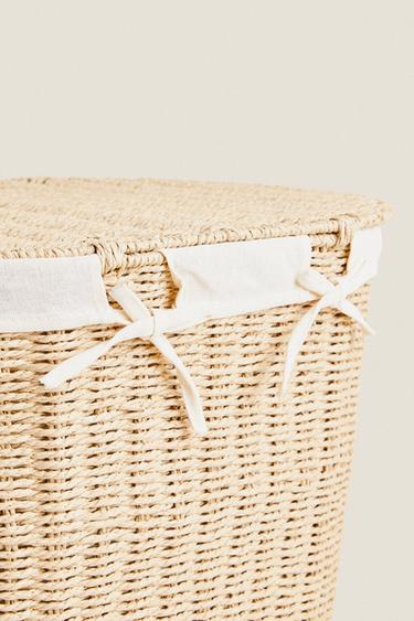 OVAL FABRIC-LINED LAUNDRY BASKET - Light beige by Zara - Image 4
