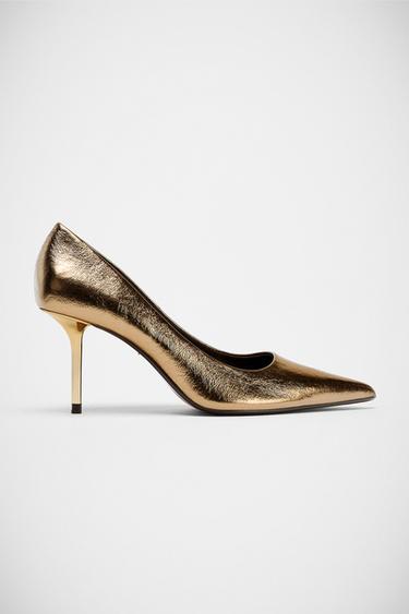 METALLIC EFFECT HIGH-HEEL SHOES - Gold by Zara