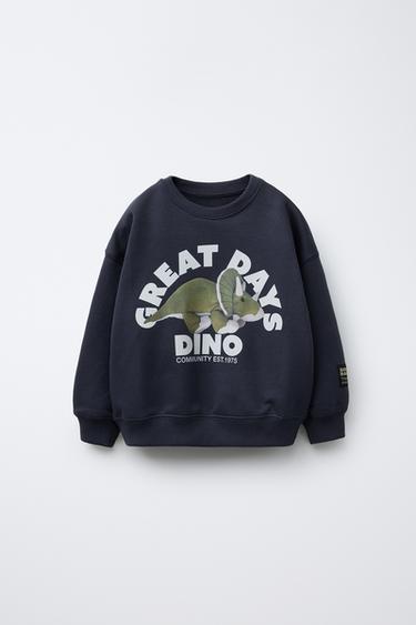 Zara DINOSAUR SWEATSHIRT - Navy blue - Image 0
