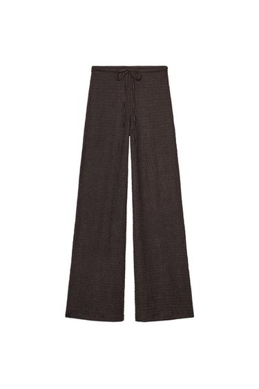 TEXTURED STRAIGHT-FIT TROUSERS
