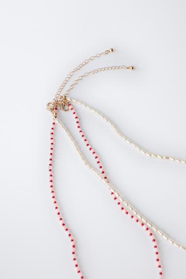 PACK OF TWO NECKLACES WITH PEARLS AND SEA BEADS - White by Zara - Image 3