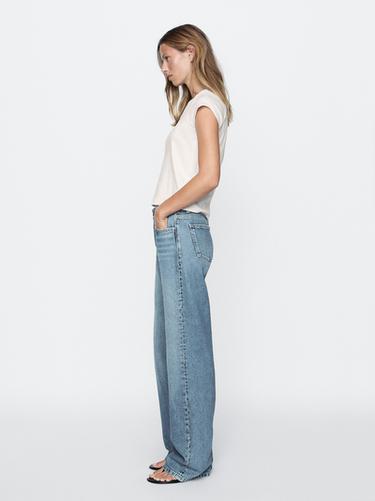 Zara Flared high-waist cotton jeans - Aquamarine