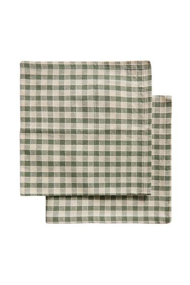 SET TOVAGLIOLI QUADRI E IMPUNTURE (SET DA 2) - Verde di Zara
