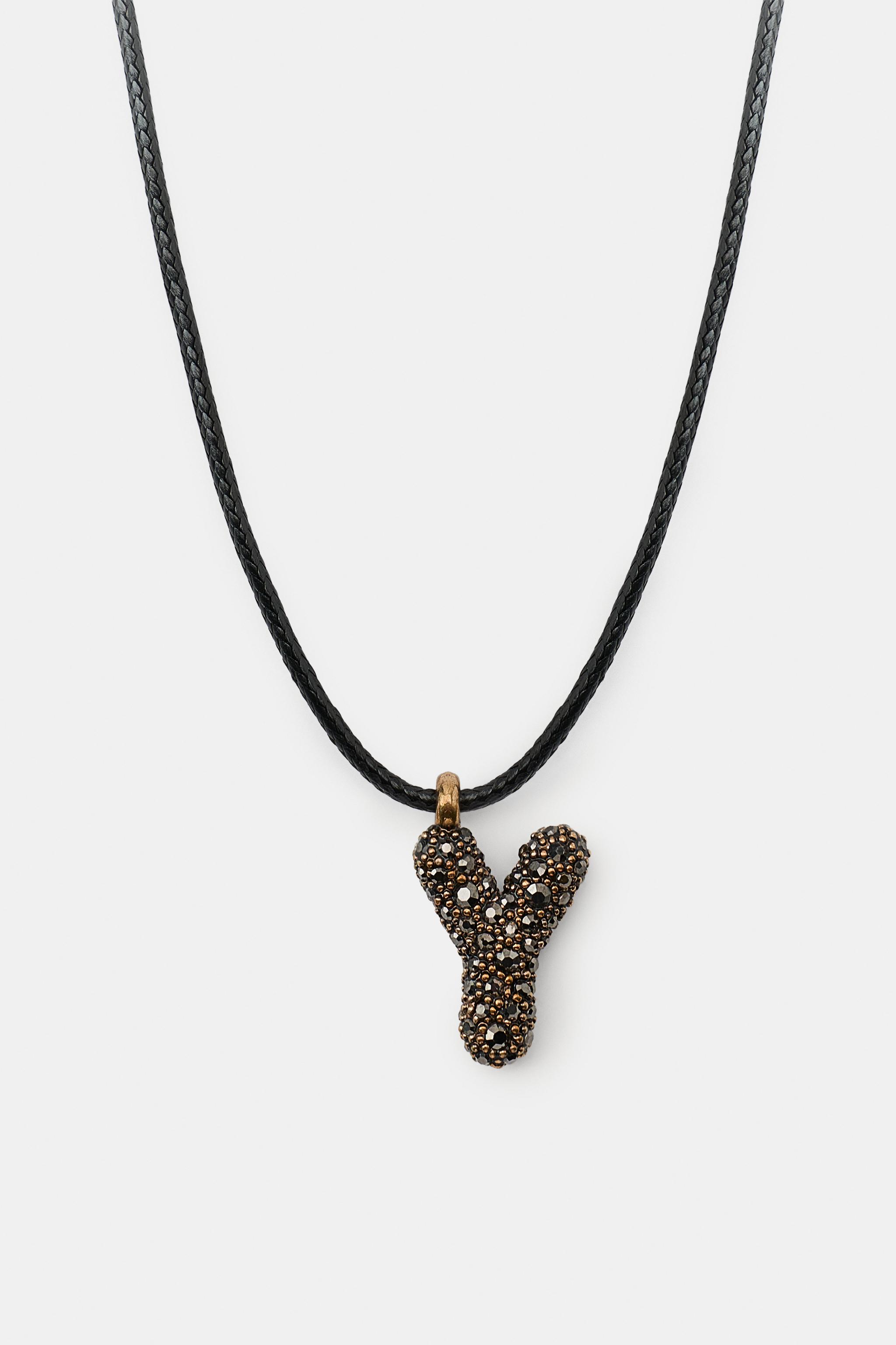 LETTER CORD NECKLACE - Anthracite grey | ZARA Singapore