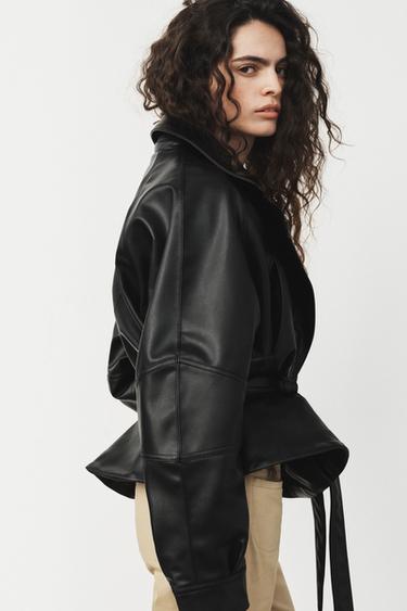 BELTED LEATHER EFFECT JACKET - Black by Zara - Image 3