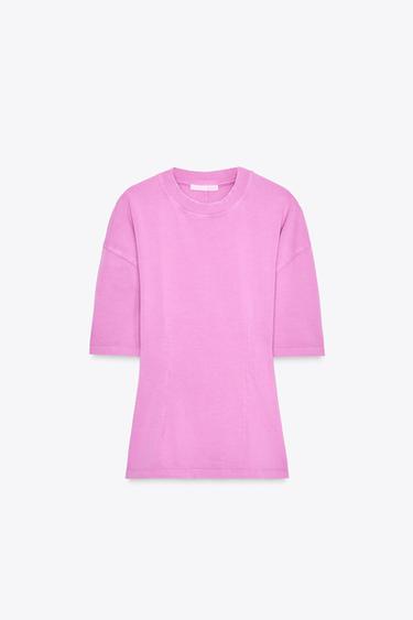 T-SHIRT MOULANT DÉLAVÉ - Fuchsia de Zara - Image 5