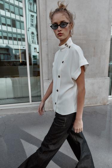 SHIRT WITH CONTRAST BUTTONS - Oyster-white by Zara - Image 2
