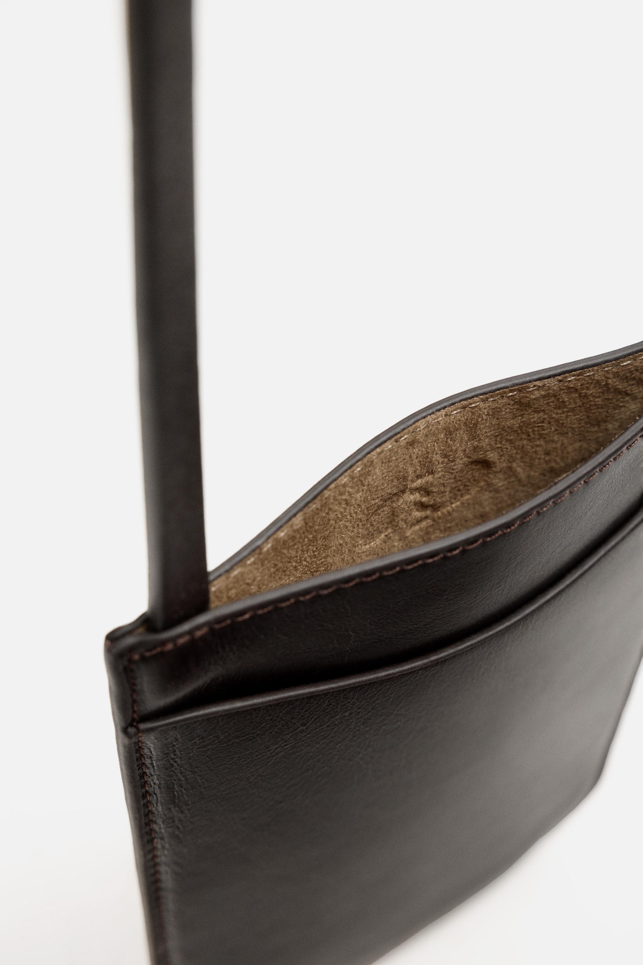 LEATHER CROSSBODY BAG - Brown | ZARA United States