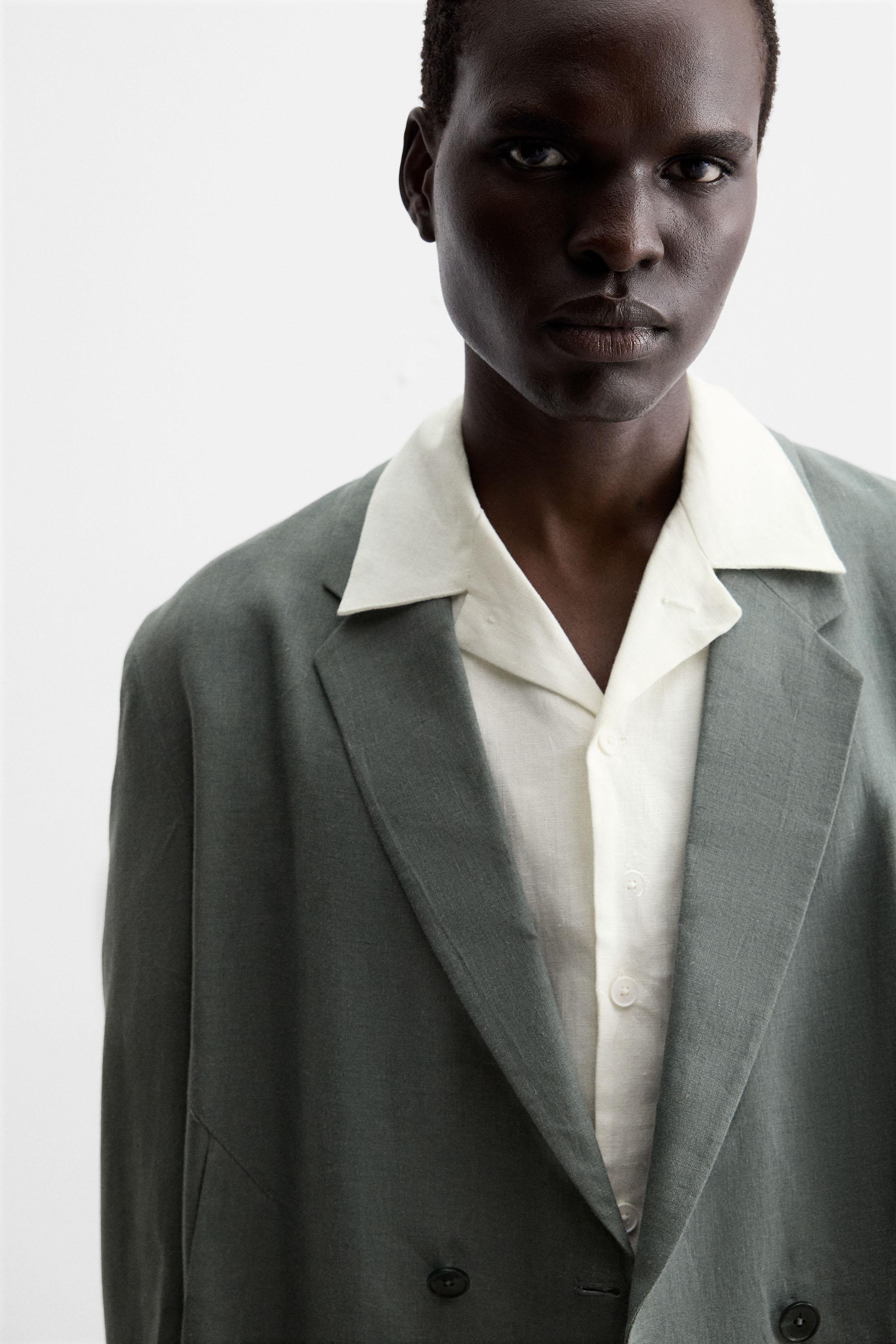 100% LINEN DOUBLE BREASTED SUIT BLAZER