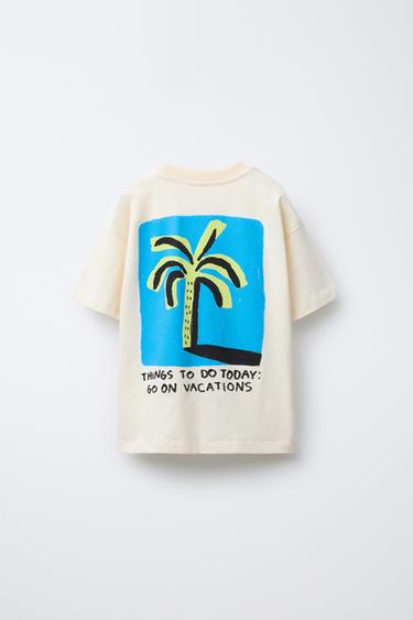 T-SHIRT IMPRIMÉ PALMIER - Écru de Zara - Image 1