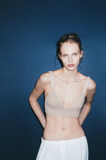 BRALETTE TRIANGULAR 100% PELE - Cinzento da Zara - Imagem 0