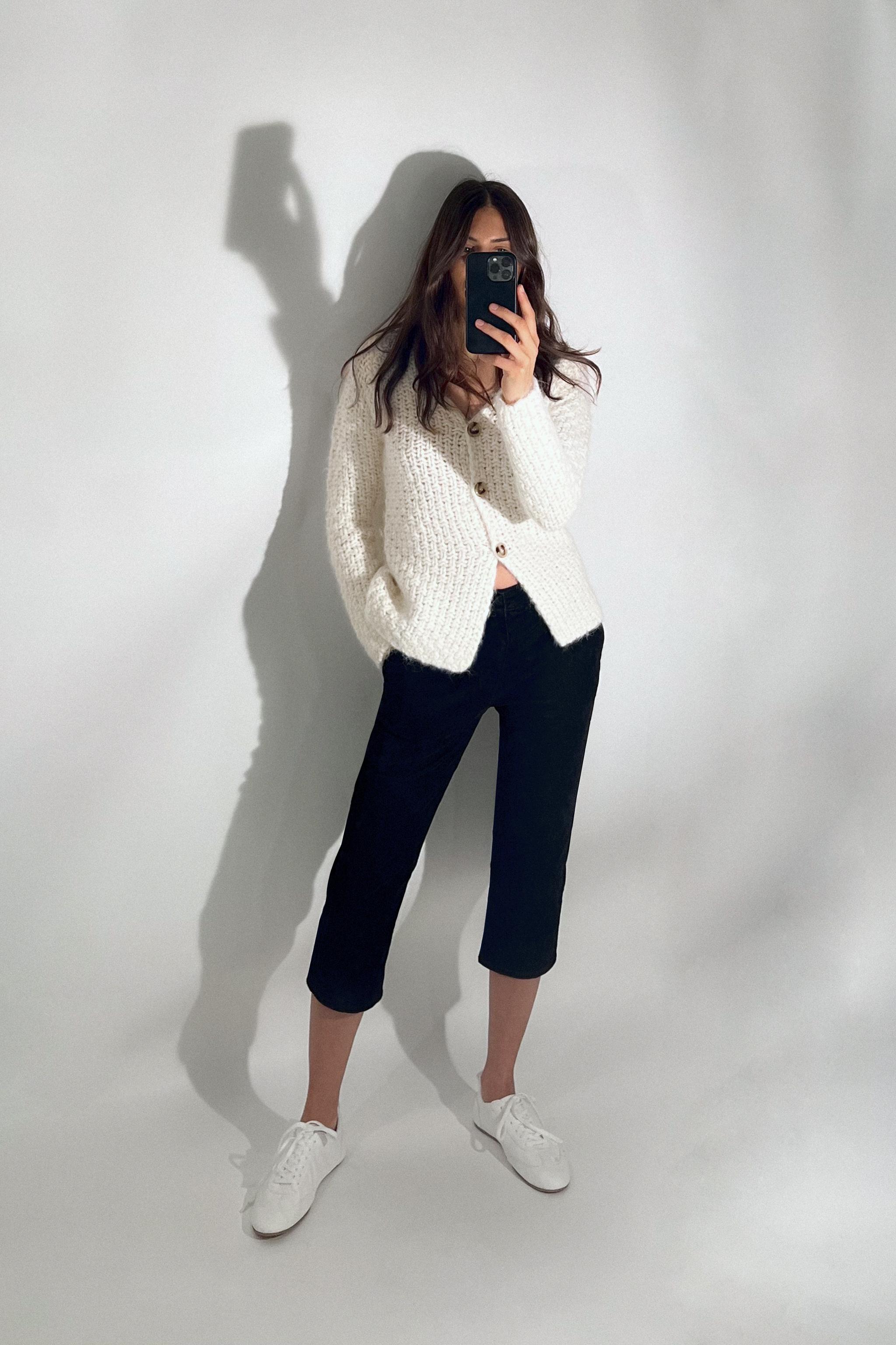 STRUCTURED KNIT CARDIGAN - Ecru