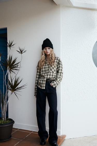 CHECK FLANNEL SHIRT - Greens by Zara - Image 0