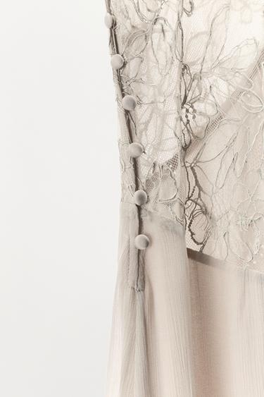 LONG 100% VISCOSE LACE DRESS - Grey by Zara - Image 7