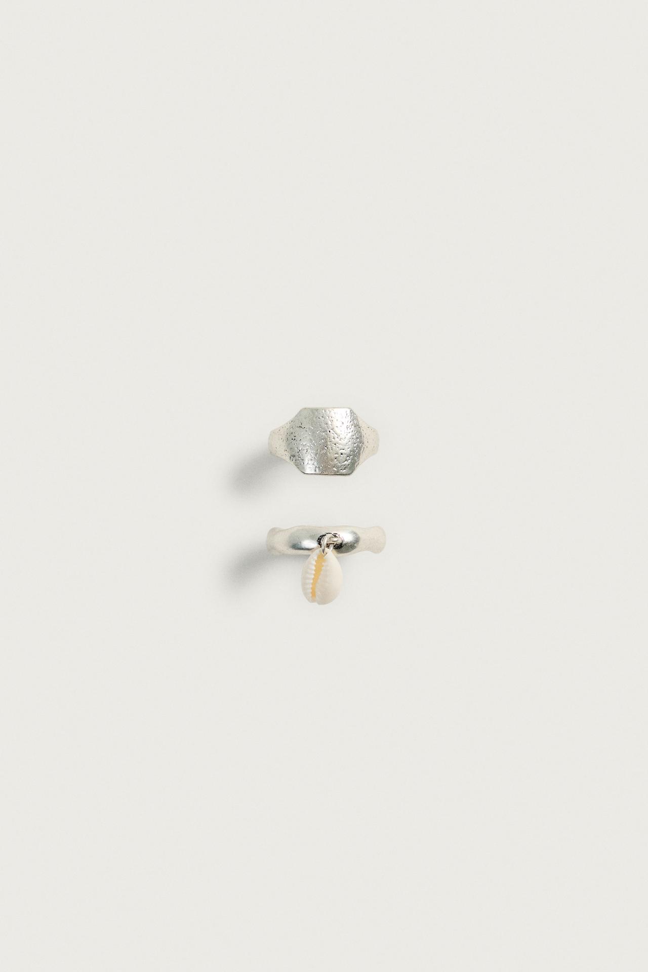 PACK OF 2 COMBINED RINGS — Silver