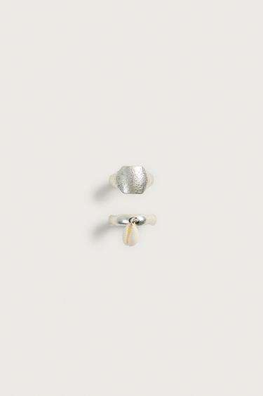 PACK OF 2 COMBINED RINGS - Silver by Zara