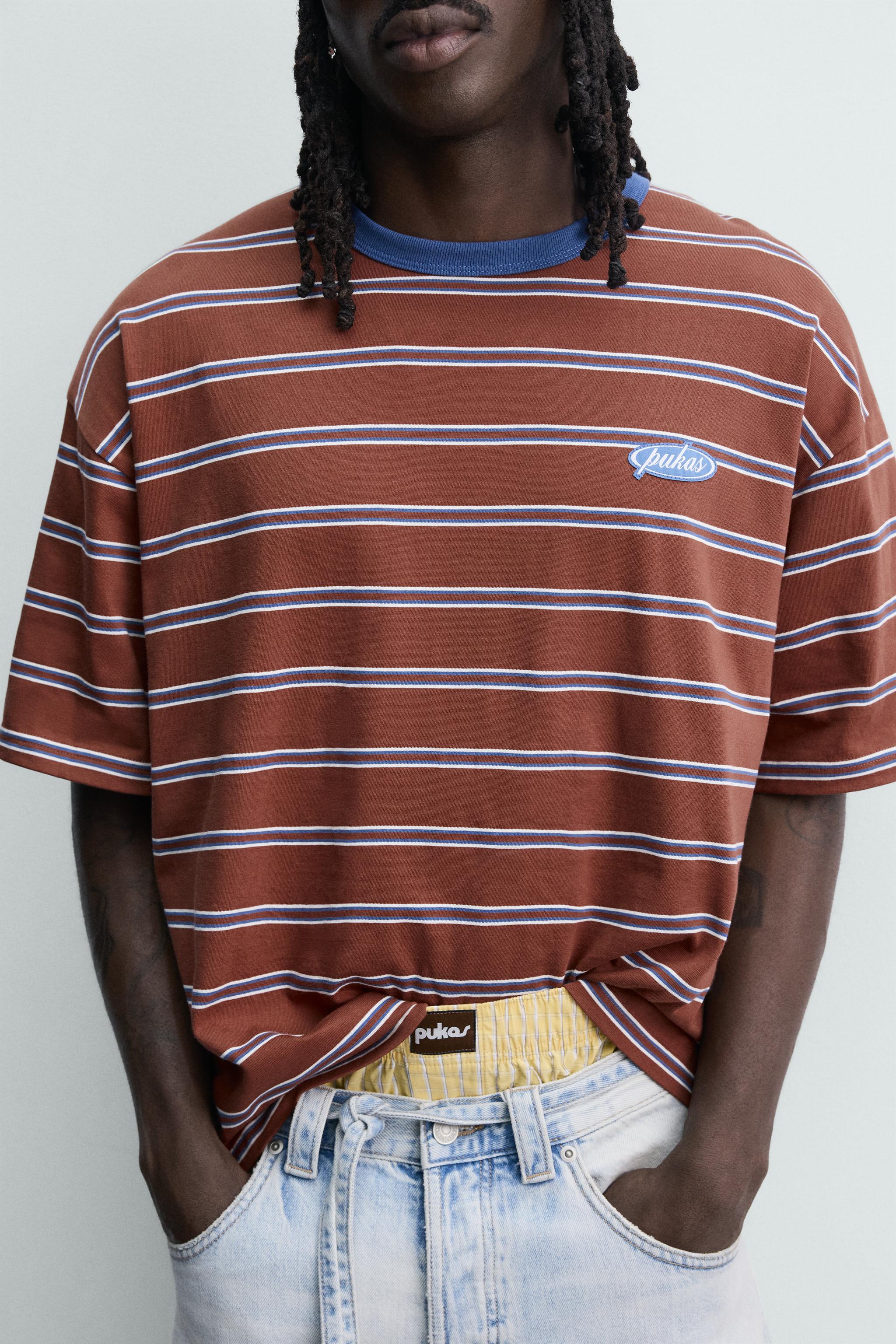 Мужские футболки Zara PUKAS SURF X ZARA STRIPED JACQUARD T-SHIRT — фото 6