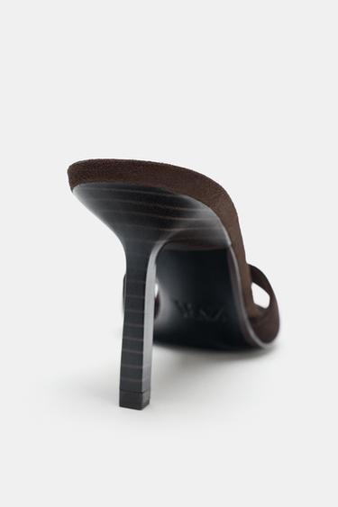 SPLIT SUEDE HIGH-HEEL SANDALS - Chocolate by Zara - Image 5