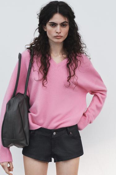 TRF LOW-RISE DENIM MINI SHORTS - Chocolate by Zara