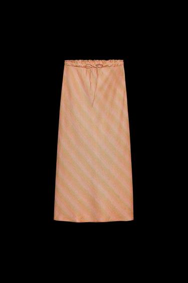 Zara ZW COLLECTION 100% LINEN MIDI SKIRT - Multicolored - Image 0