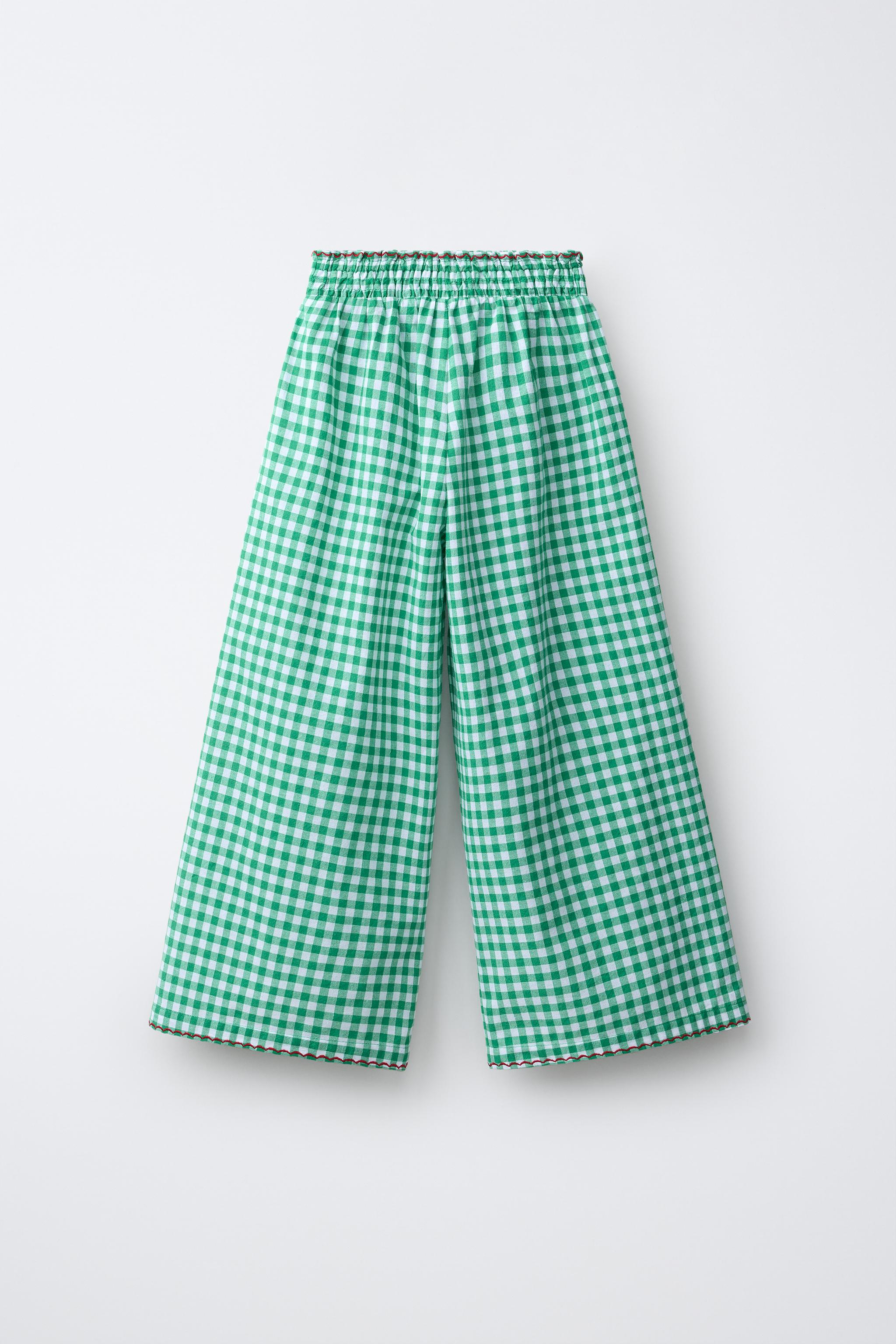 Детские брюки Zara GINGHAM WIDE LEG PANTS — фото 3