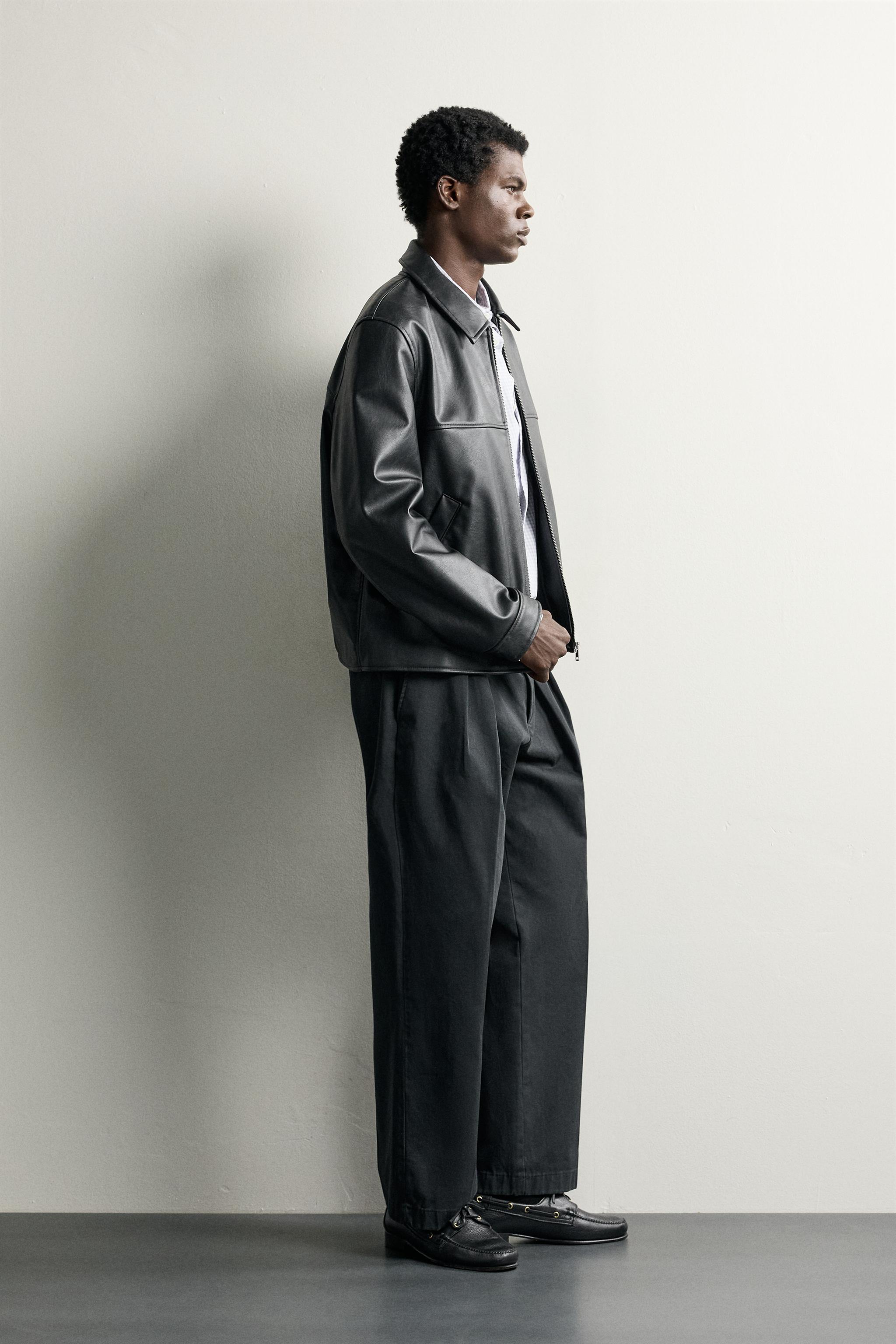 REGULAR FIT FAUX-LEATHER-EFFECT JACKET