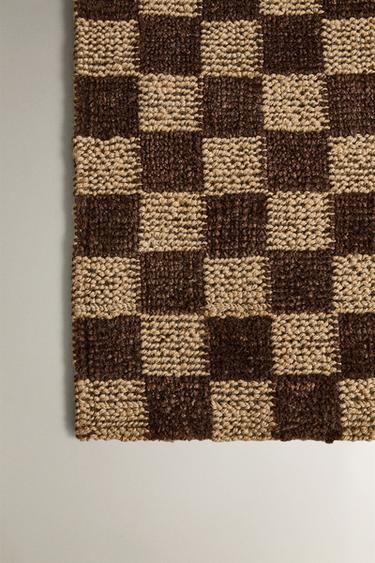 TAPIS JUTE À CARREAUX - Marron de Zara - Image 1