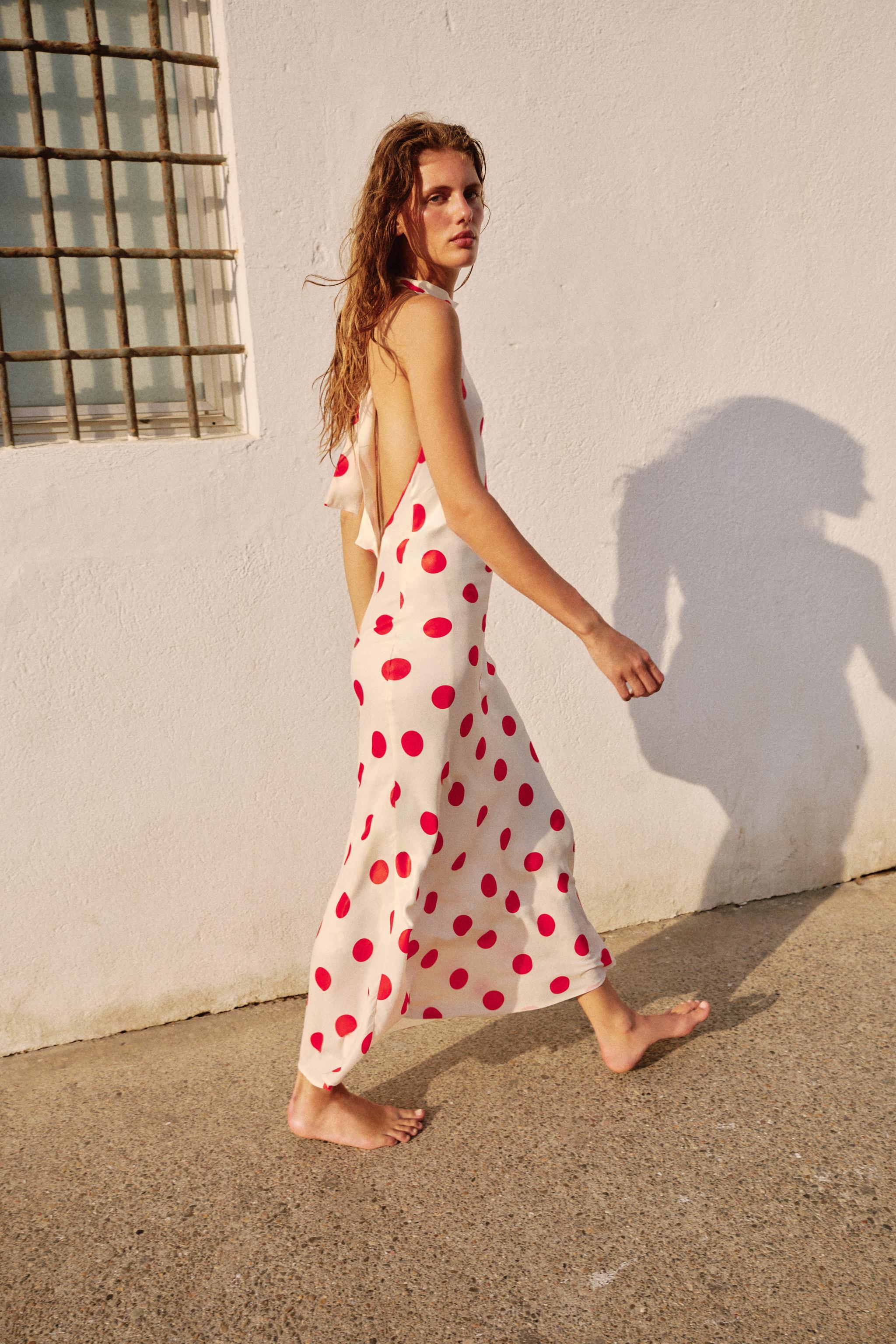 POLKA DOT HALTER MIDI DRESS