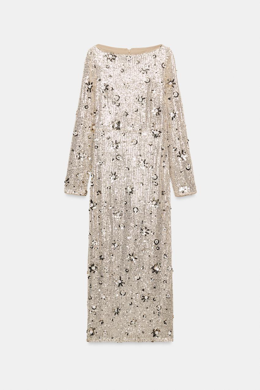 SEQUINNED MIDI DRESS - Golden | ZARA Turkey SEQUINNED MIDI DRESS - Golden | ZARA Turkey