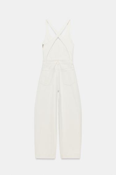 TRF STRAPPY DENIM JUMPSUIT - Oyster-white by Zara