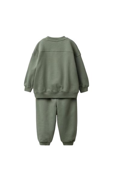 CONJUNTO JOGGING SUDADERA Y PANTALÓN JOGGER ETIQUETA - Verde de Zara