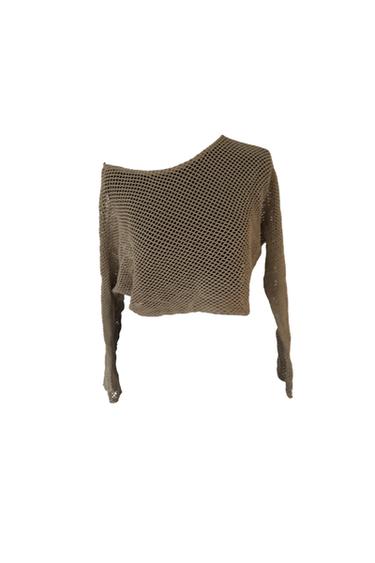 TAN MESH KNIT TOP