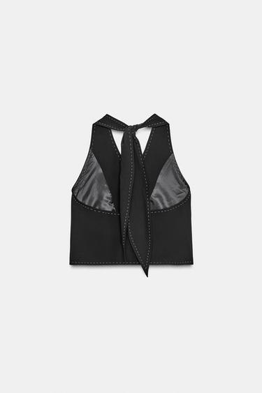 TOPSTITCH WAISTCOAT TOP - Black by Zara