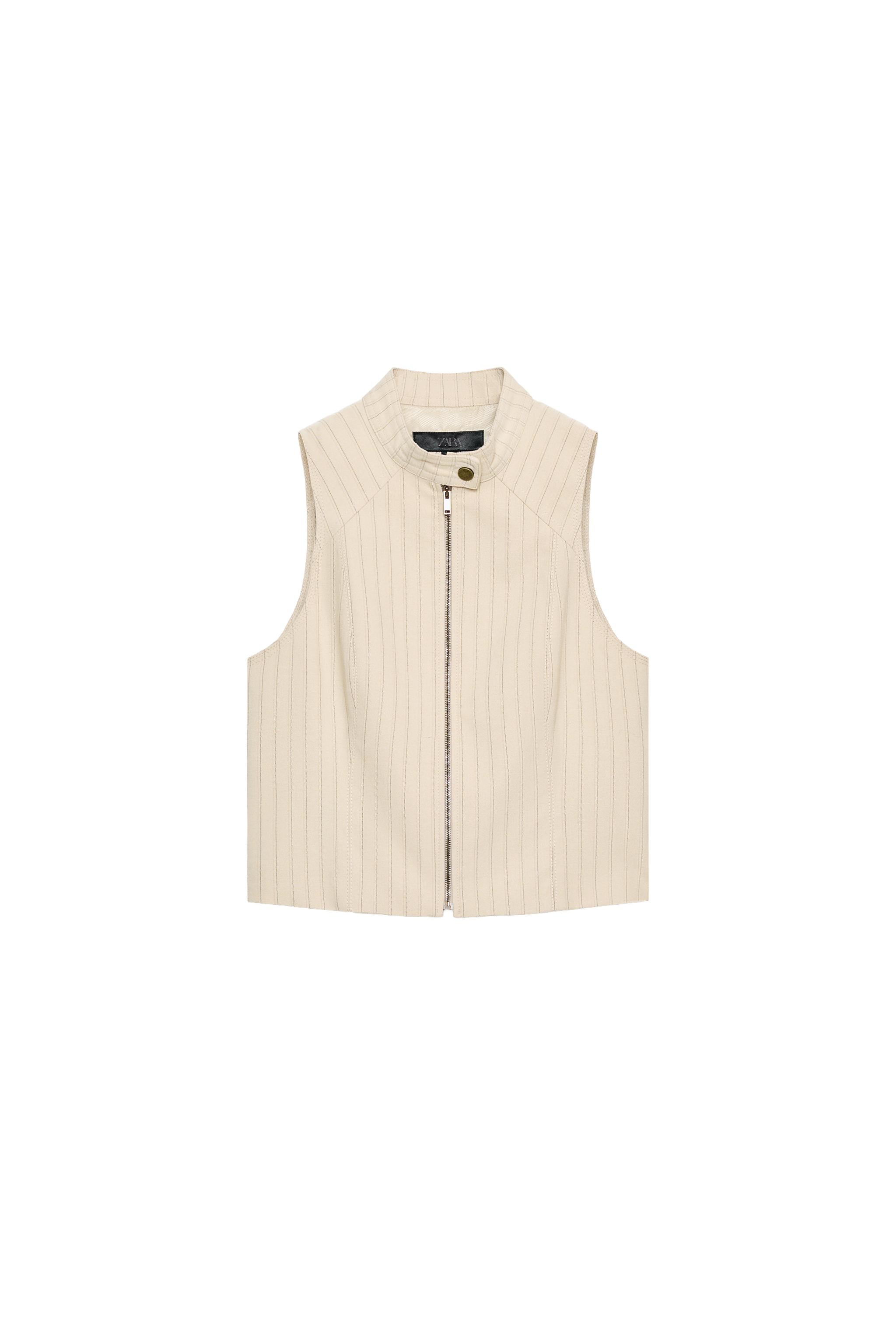 FERMUARLI ÇİZGİLİ YELEK