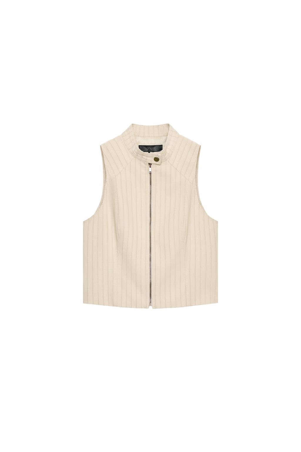STRIPED ZIP-UP VEST - image 3