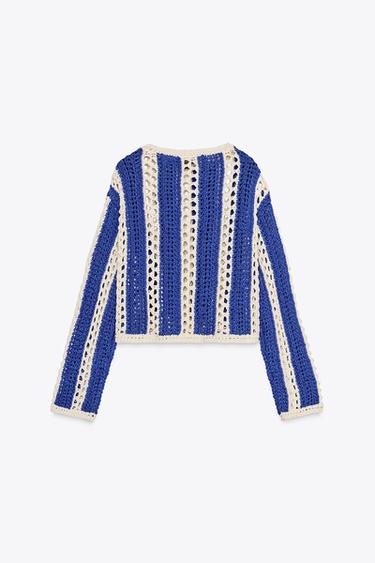 CROCHET KNIT CROP SWEATER - Multicoloured by Zara - Image 5